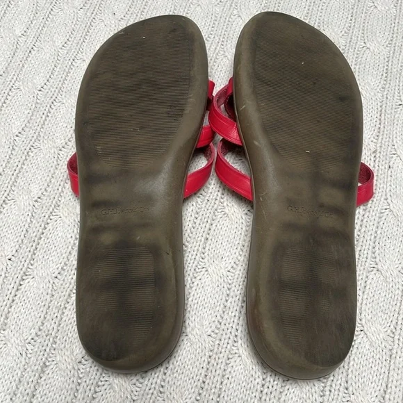 Women’s sz 8.5 red Sunjuns Sharons G. H. Bass & Co leather thong good condition - Picture 8 of 11